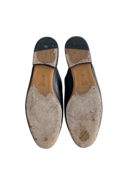 Gucci Shoe Size 38.5 Black Leather Gold hardware Mule Princeton Flat Shoes Black / 38.5