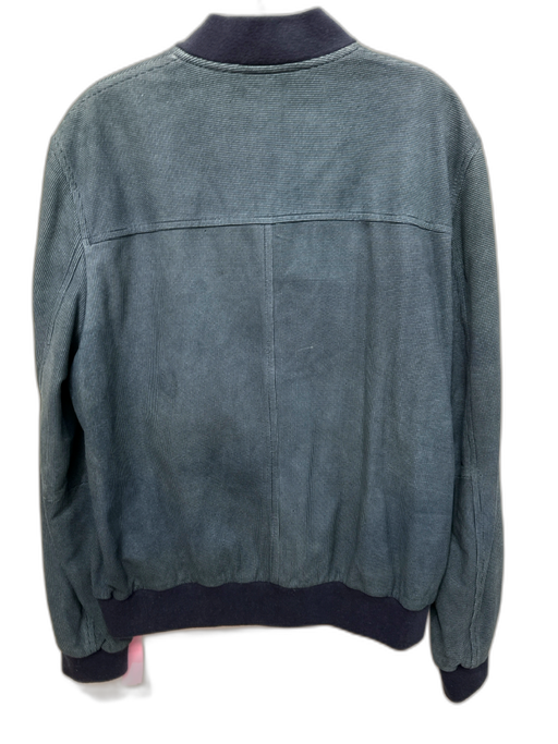 Bloomingdales Size L Blue Lambskin Micro Bomber Men's Jacket Blue / L