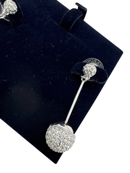 Swarovski Silver & Clear Crystal Pave Balls drop Post Back Earrings Silver & Clear