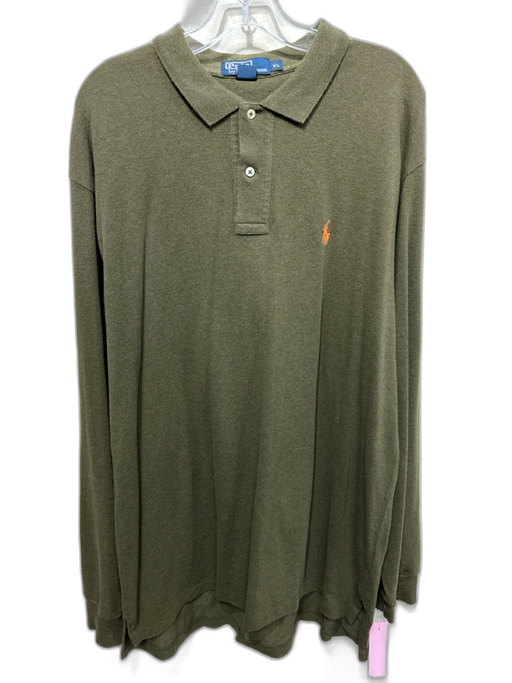 Polo Size XL Green Cotton Solid Men's Long Sleeve Shirt Green / XL