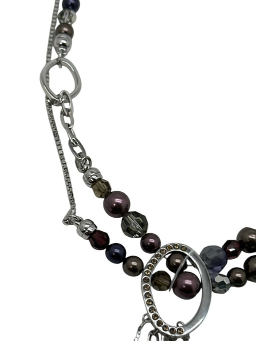 Swarovski Mauve, Purple & Multi Silver Tone Metal Pearl Circle Design Necklace Mauve, Purple & Multi