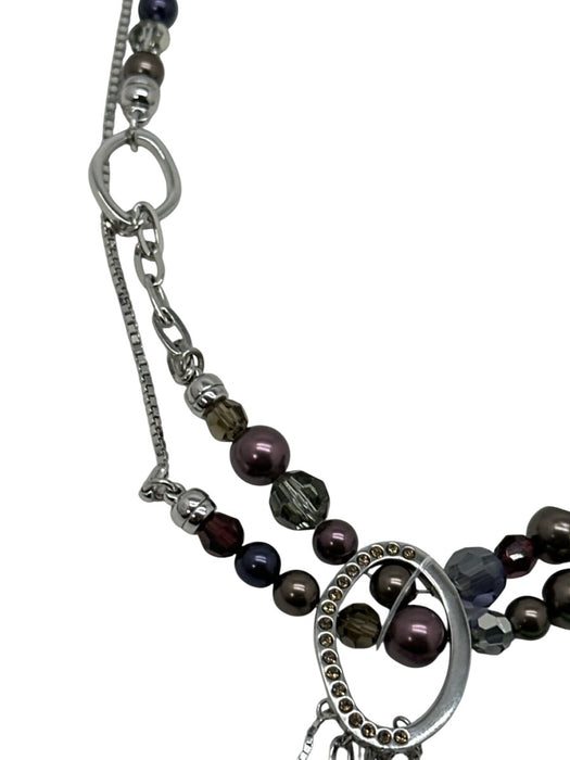 Swarovski Mauve, Purple & Multi Silver Tone Metal Pearl Circle Design Necklace Mauve, Purple & Multi