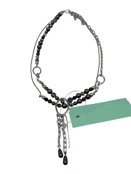Swarovski Mauve, Purple & Multi Silver Tone Metal Pearl Circle Design Necklace Mauve, Purple & Multi