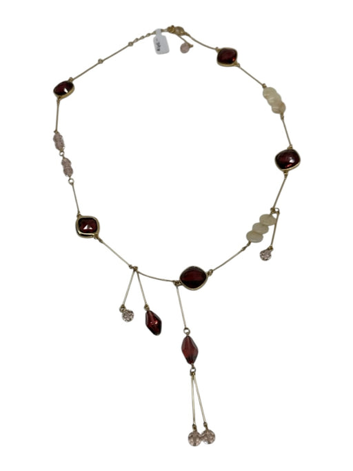 Swarovski Gold, Pink & Purple Gold Tone Metal Square Faceted Stones Necklace Gold, Pink & Purple