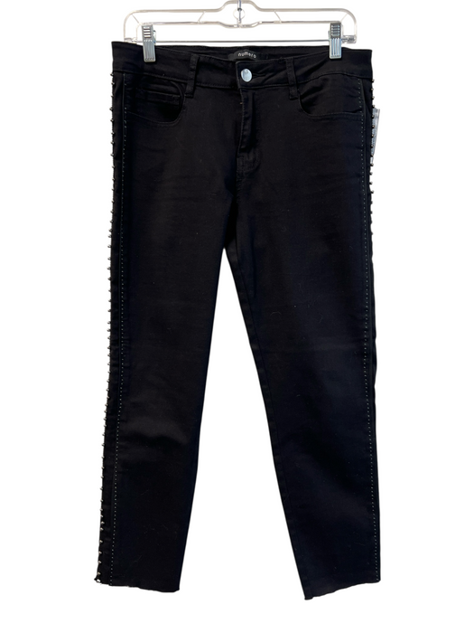 numero Size 31 Black Cotton Blend Stretch Denim Embellished Mid Rise Jeans Black / 31
