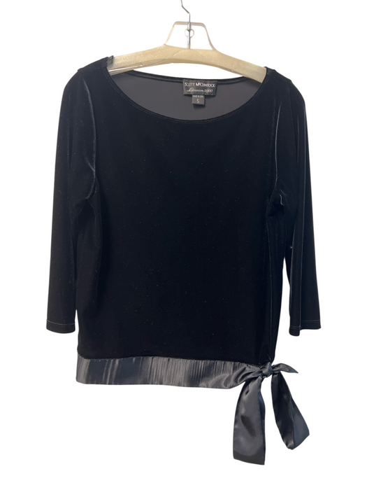 Scott McClintock Size S Black Polyester & Spandex Velvet Solid 3/4 Sleeve Top Black / S