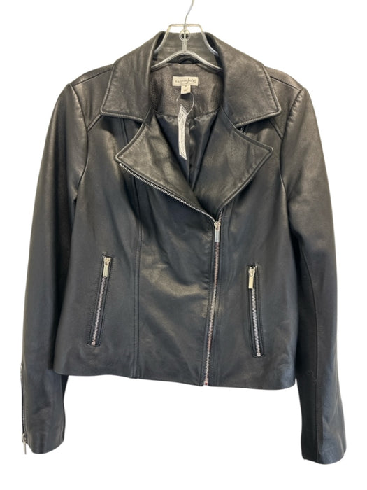 Maison Jules Size M Black Viscose & Polyester Leather Silver Hardware Jacket Black / M