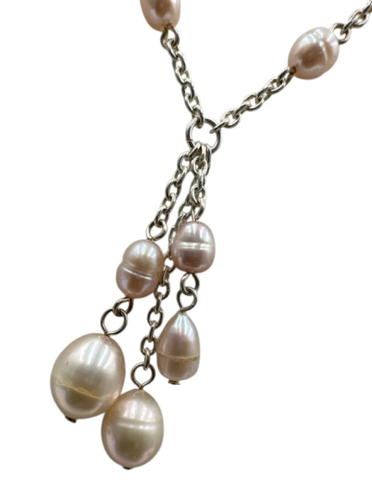 No Brand Silver Sterling Silver Pearl Detail Drop Necklace Jewelry Silver