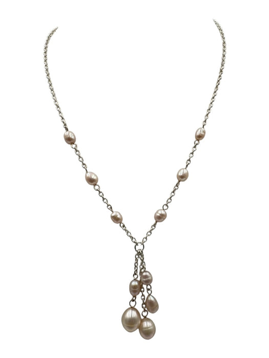 No Brand Silver Sterling Silver Pearl Detail Drop Necklace Jewelry Silver