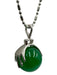No Brand Silver Tone Small Stone Jade Pendant Ball Detail Necklace Jewelry Silver Tone