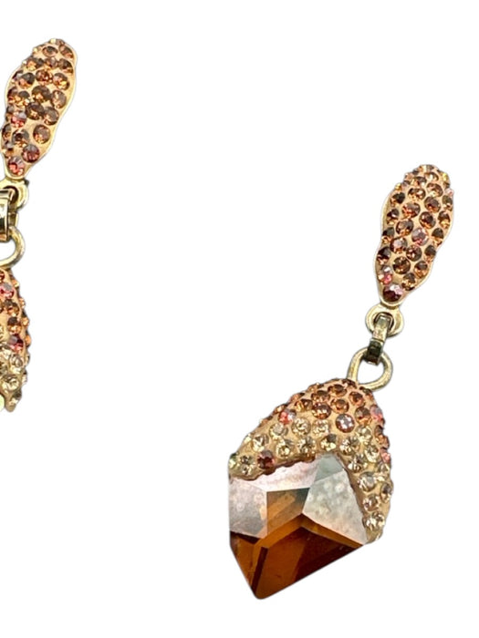 No Brand Brown Gold Tone Drop Crystal Detail Earring Jewelry Brown