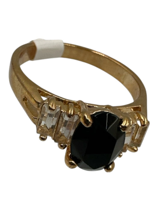 No Brand Gold & Black gOLD tONE Black Stone Crystal Detail Ring Jewelry Gold & Black