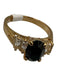No Brand Gold & Black gOLD tONE Black Stone Crystal Detail Ring Jewelry Gold & Black