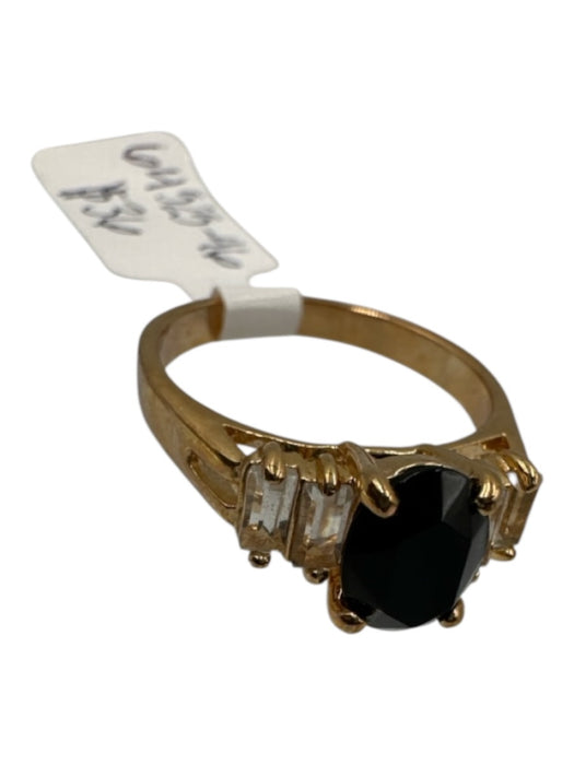 No Brand Gold & Black gOLD tONE Black Stone Crystal Detail Ring Jewelry Gold & Black