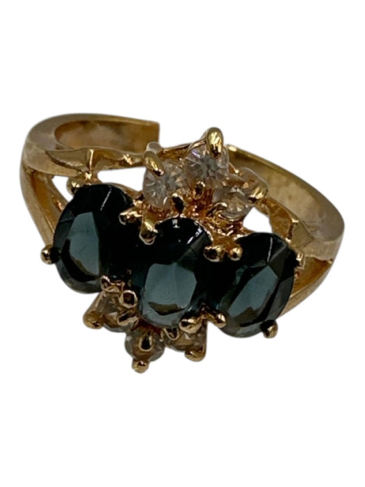 No Brand Gold & Blue Gold Tone Blue stone Crystal Details Ring Jewelry Gold & Blue