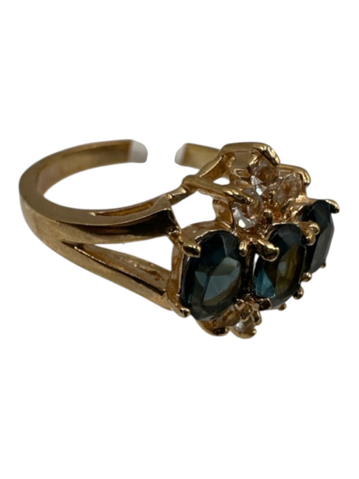 No Brand Gold & Blue Gold Tone Blue stone Crystal Details Ring Jewelry Gold & Blue