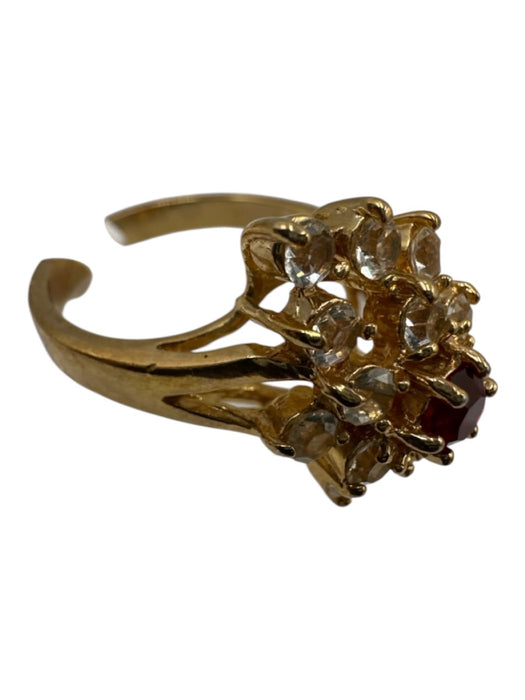 No Brand Gold & Red Gold Tone Red Stone Crystal Ring Jewelry Gold & Red