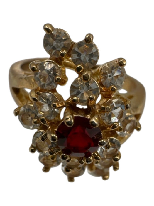 No Brand Gold & Red Gold Tone Red Stone Crystal Ring Jewelry Gold & Red