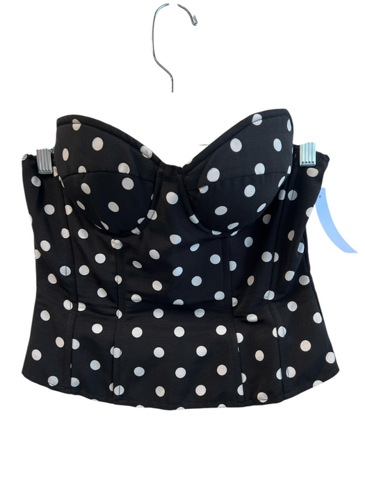 Lioness Size S Black Polyester Strappy Polka Dot Boning Bustier Top Black / S