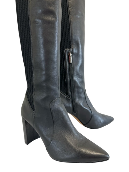 Vince Camuto Shoe Size 8.5 Black Leather & Textile Upper Ribbed back Boots Black / 8.5