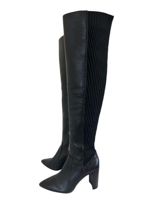 Vince Camuto Shoe Size 8.5 Black Leather & Textile Upper Ribbed back Boots Black / 8.5