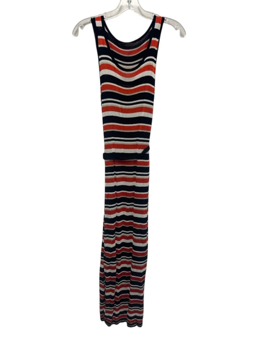 Karen Millen Size M Black, Red, White Viscose Sleeveless Stripe Knit Maxi Dress Black, Red, White / M