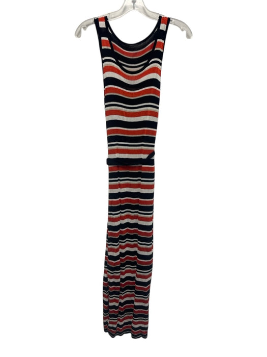 Karen Millen Size M Black, Red, White Viscose Sleeveless Stripe Knit Maxi Dress Black, Red, White / M