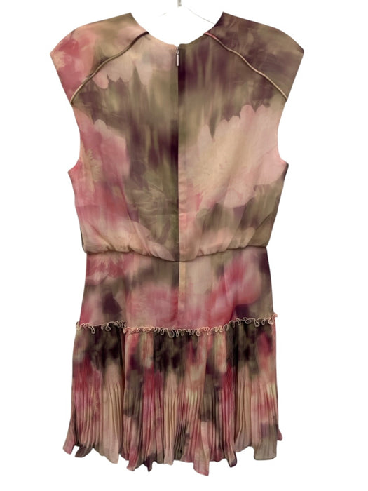 Ted Baker Size 2 Pink, Gray, Purple Polyester Sleeveless Abstract Floral Dress Pink, Gray, Purple / 2