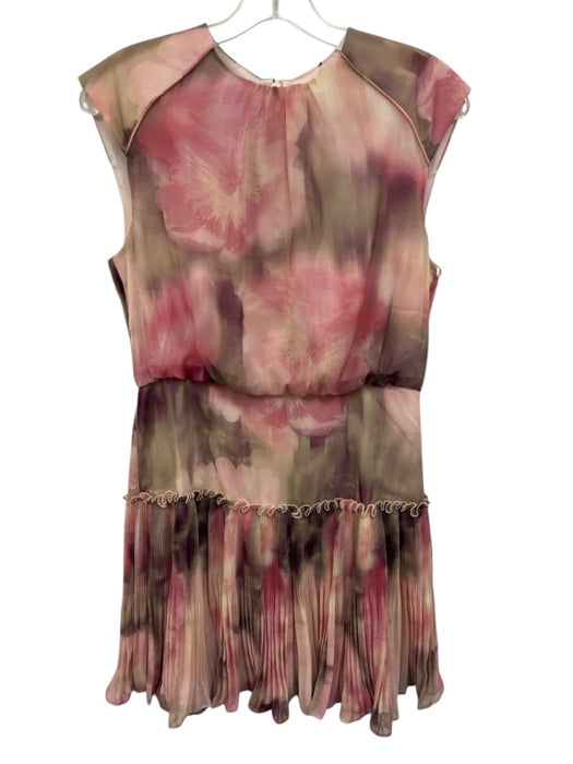 Ted Baker Size 2 Pink, Gray, Purple Polyester Sleeveless Abstract Floral Dress Pink, Gray, Purple / 2