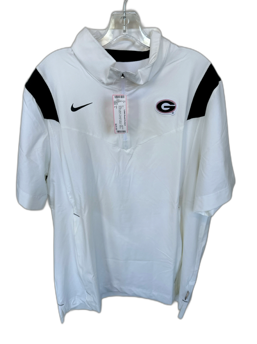 Nike Size L White & Black Polyester Blend UGA Front Zip Athletic Men's Polo White & Black / L