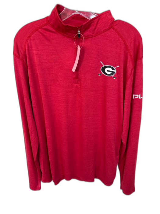 Red & White Polyester UGA Long Sleeve Golf Men's Pullover Red & White / L