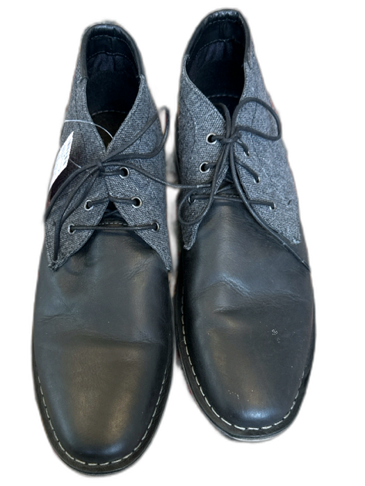 Steve Madden Shoe Size 11.5 Gray & Black Leather & Canvas Tweed Lace Up Loafers Gray & Black / 11.5