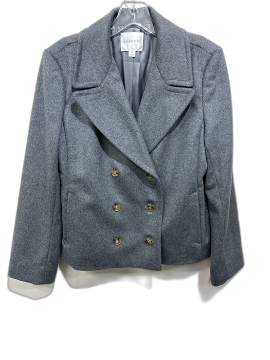 Trenery Size XL Gray Wool Blend Extra Fine Double Breast Tortoise Buttons Jacket Gray / XL