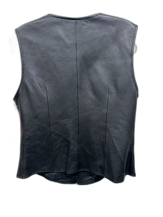 Chandler Hill Size L Black Leather darted lined Zip Up Vest Black / L