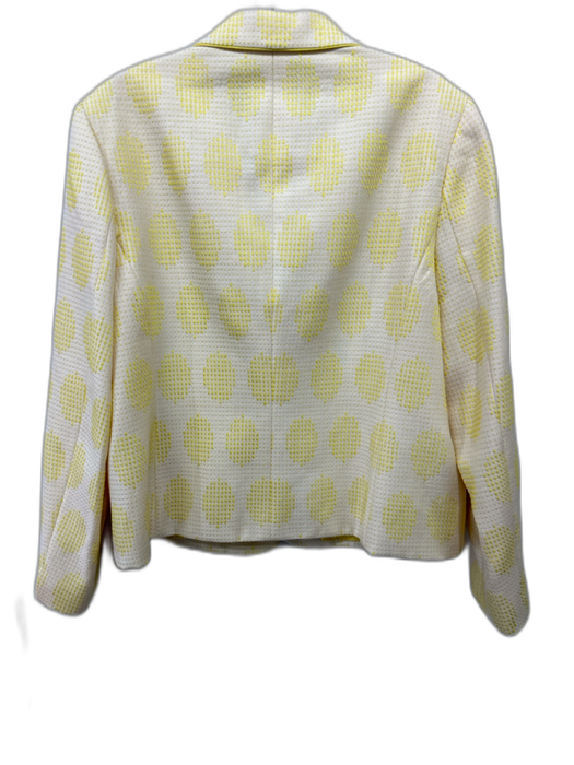 Louis Feraud Size 12 Yellow & Cream Wool Stitch Detail Circles Button Up Jacket Yellow & Cream / 12