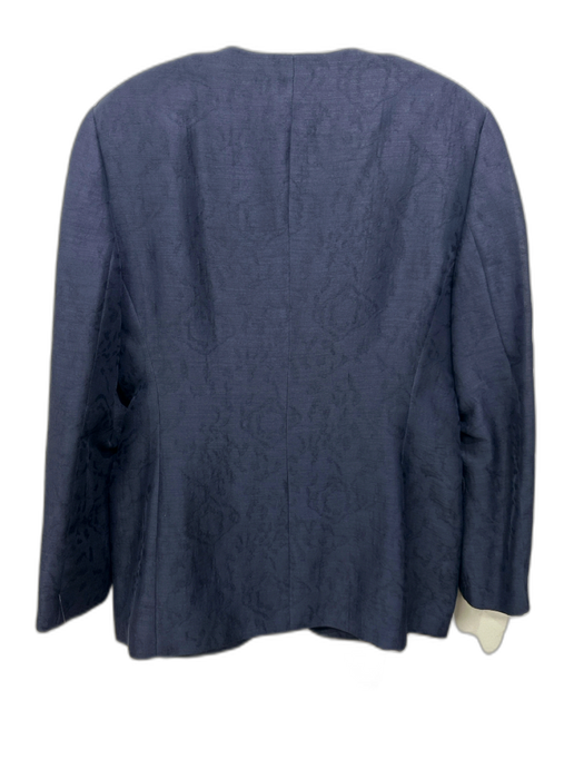 Giorgio Armani Size 12 Navy Wool & Silk Covered Buttons Abstract Pattern Jacket Navy / 12