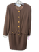Givenchy Couture Size 42 / S Brown Wool Gold Buttons Paneled Flap Pockets Dress Brown / 42 / S