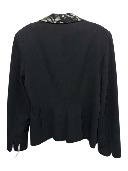 Escada Size 42 Black & White Wool Blend Checkered lined One Button Blazer Jacket Black & White / 42