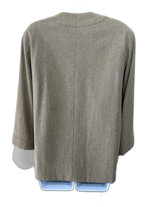 Chanel Size 44 / 8 Taupe Cotton Blend Textured Gunmetal Buttons Pockets Jacket Taupe / 44 / 8