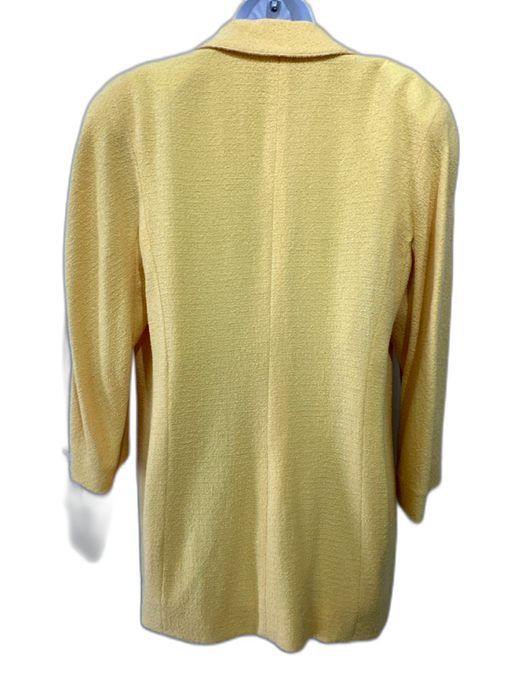 Chanel Size 46/M Butter Yellow Wool Clear Logo Buttons Patch Pocket Jacket Butter Yellow / 46/M