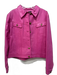 Metro Style Size 14 Hot pink Leather Gold Buttons Paneled Button Up Jacket Hot pink / 14