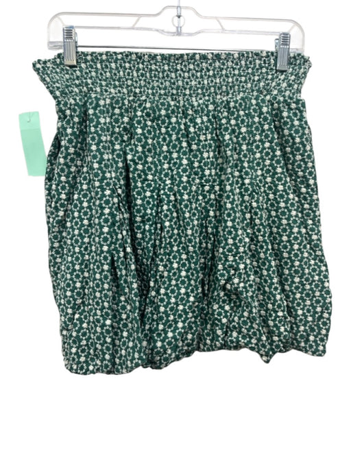 Buru Size L Green & Cream Cotton Embroidered Floral Mini Bubble Hem Skirt Green & Cream / L