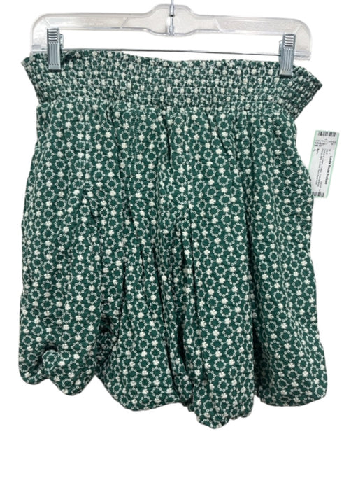 Buru Size L Green & Cream Cotton Embroidered Floral Mini Bubble Hem Skirt Green & Cream / L