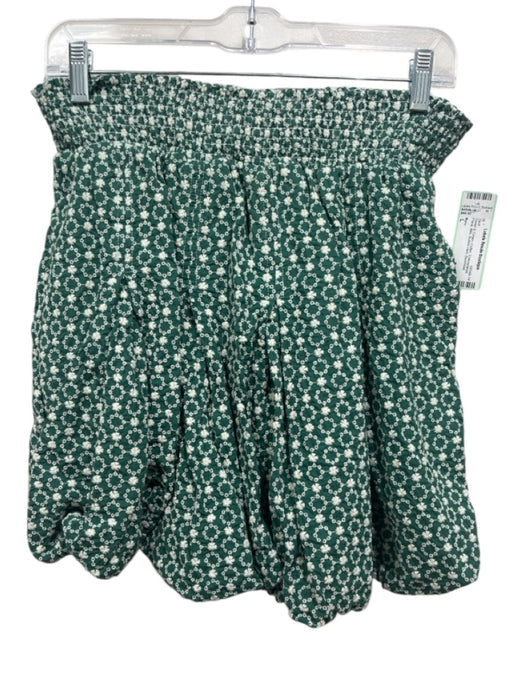 Buru Size L Green & Cream Cotton Embroidered Floral Mini Bubble Hem Skirt Green & Cream / L