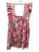 Tuckernuck Size S Pink, Blue, White Linen Blend Flowers Square Neck Shift Dress Pink, Blue, White / S