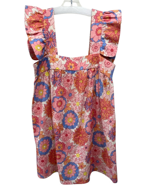 Tuckernuck Size S Pink, Blue, White Linen Blend Flowers Square Neck Shift Dress Pink, Blue, White / S