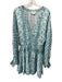 Omika Size S Blue & Gray Viscose Abstract Button Detail Balloon Sleeve Dress Blue & Gray / S