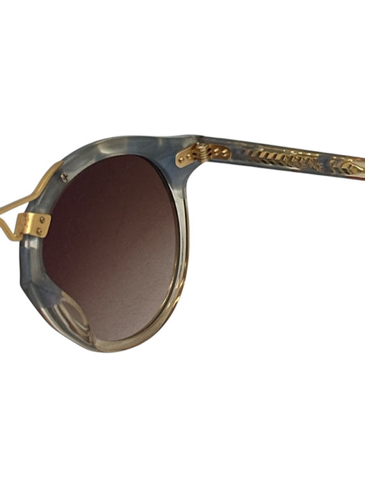 Krewe Blue & Gold Acetate Marbled Gradient Round Sunglasses Blue & Gold