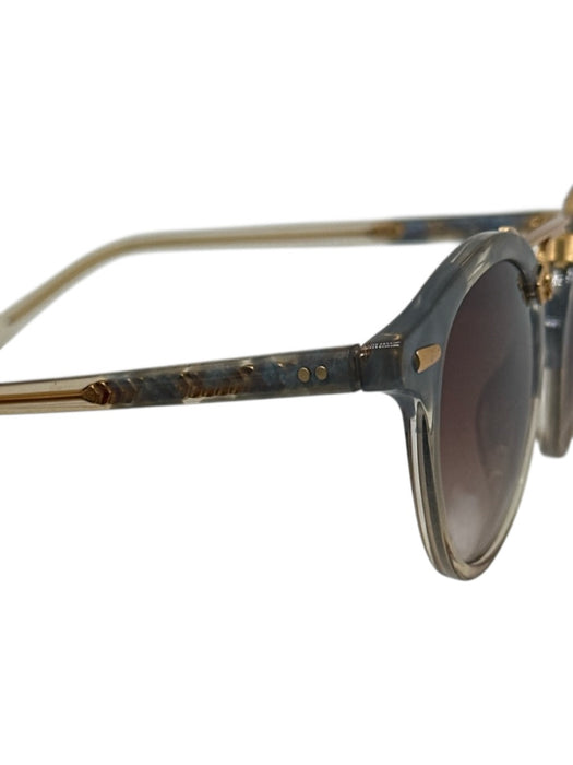 Krewe Blue & Gold Acetate Marbled Gradient Round Sunglasses Blue & Gold