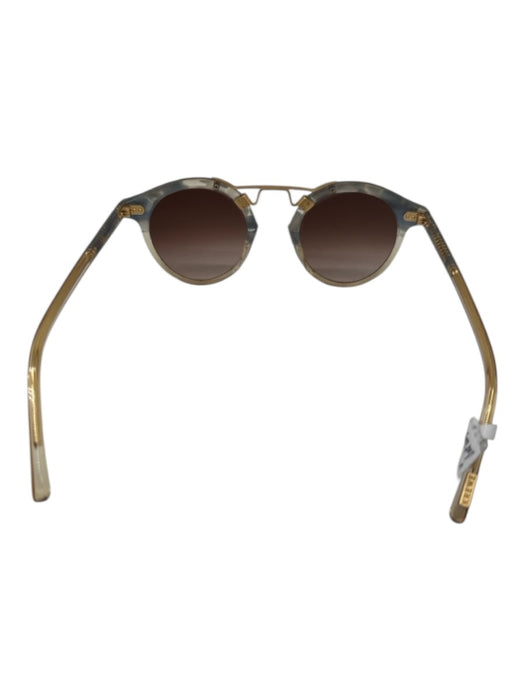 Krewe Blue & Gold Acetate Marbled Gradient Round Sunglasses Blue & Gold